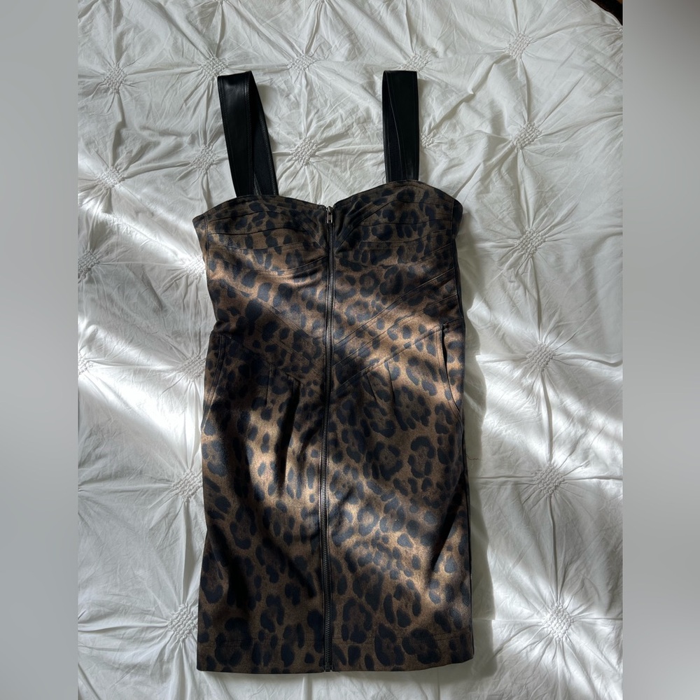 Sans Souci Animal Print Mini Dress with Black Straps